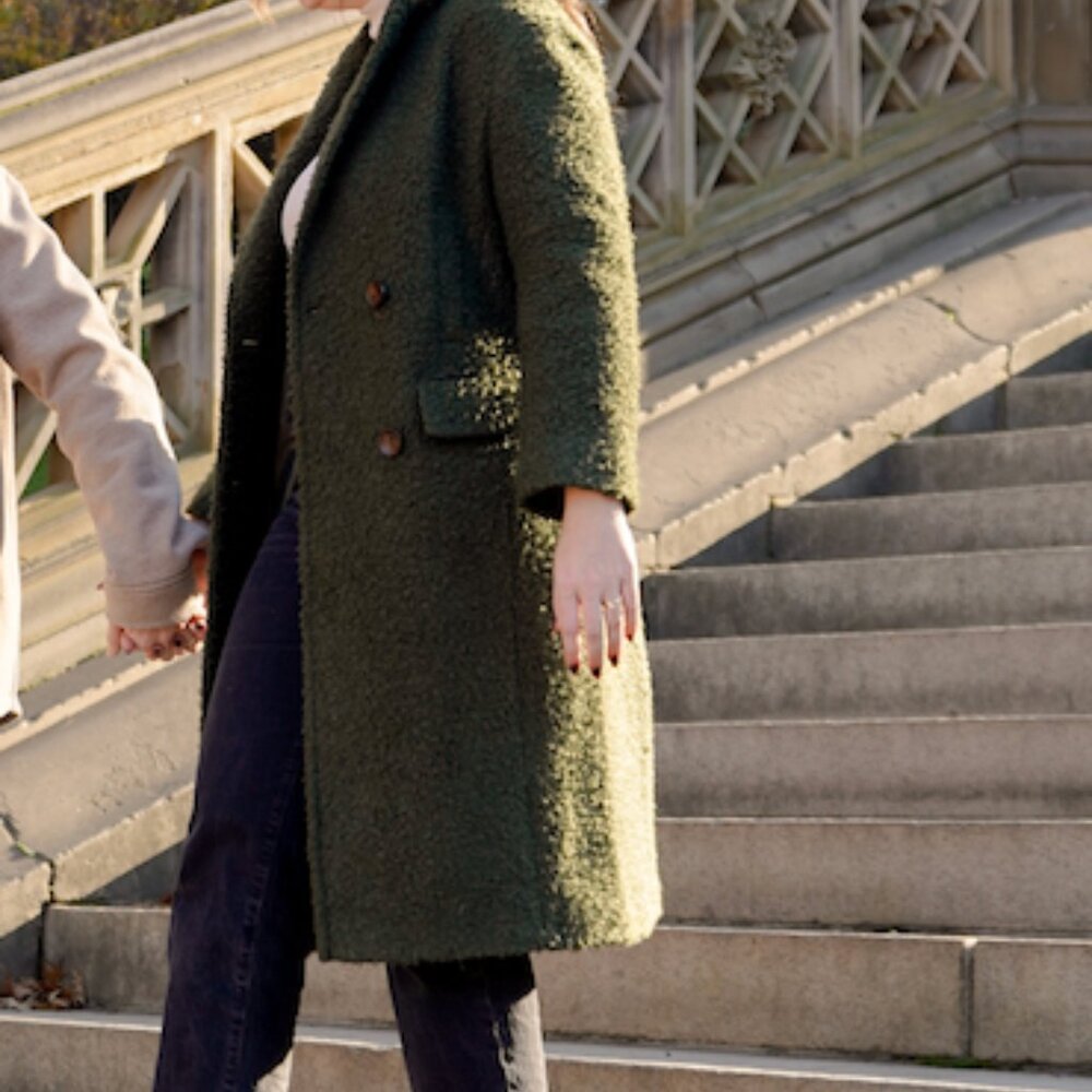 Topshop Green Boucle Coat US 4-6